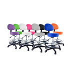 Sgabello con schienale e poggiapiedi base cromata - 8 colori