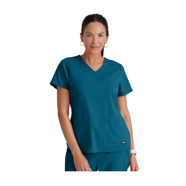 Aura - Tunica con scollo a V - Donna - Grey's Anatomy Stretch Grey's Anatomy Bahamas Blue / XL