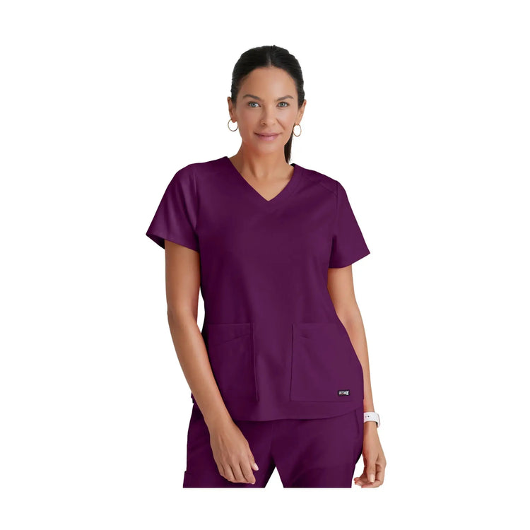 Aura - Tunica con scollo a V - Donna - Grey's Anatomy Stretch Grey's Anatomy  Bordeaux / XL