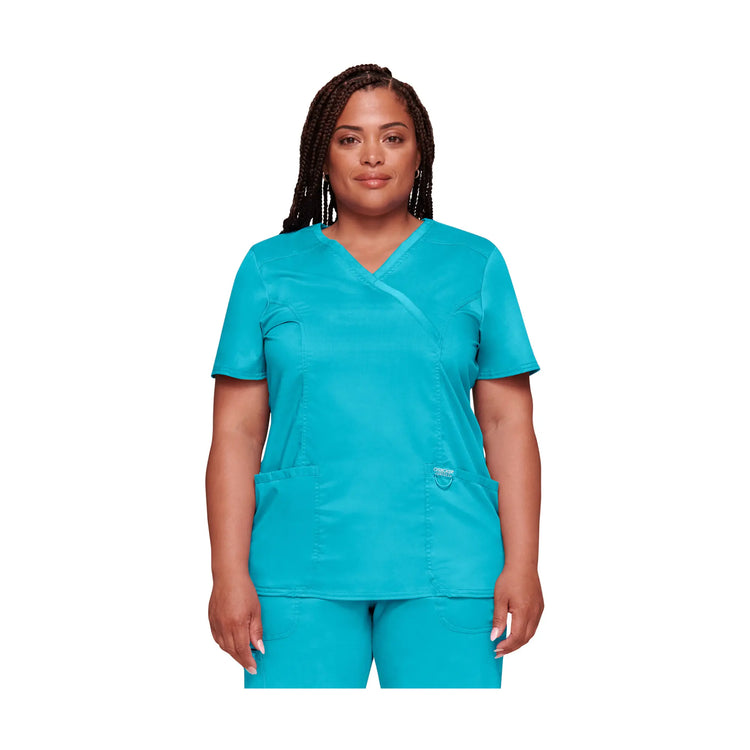 Béziers - Tunique cache-cœur col V - Femme - Cherokee - Couleur 1 Cherokee Authentic Workwear  Bleu-Turquoise-3XL