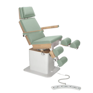 Fauteuil de pédicurie - MOON - Relevage électrique - Filaire - Ruck My Podologie  Sauge-3-moteurs-Chêne