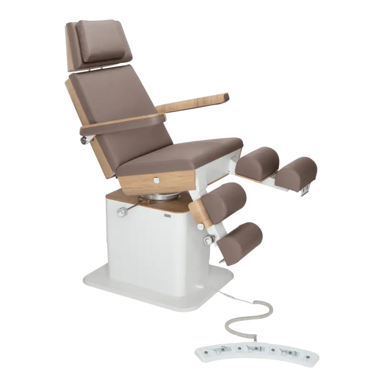 Fauteuil de pédicurie - MOON - Relevage électrique - Filaire - Ruck My Podologie  Muscade-5-moteurs-Chêne