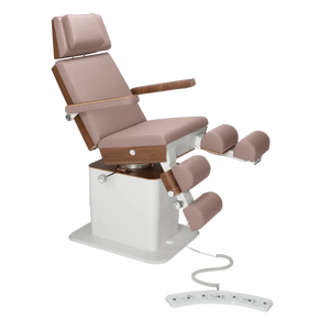 Fauteuil de pédicurie - MOON - Relevage électrique - Filaire - Ruck My Podologie  Taupe-5-moteurs-Noyer