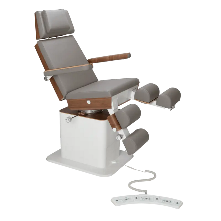 Fauteuil de pédicurie - MOON - Relevage électrique - Filaire - Ruck My Podologie  Pierre-5-moteurs-Noyer