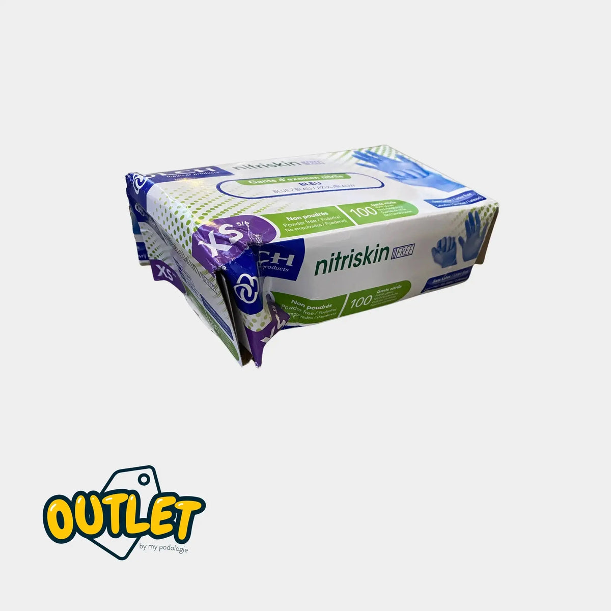 Guanti da visita - Nitrile - Senza polvere - Ambidestri - Scatola da 100 - My Podology // Liquidazione 