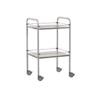 Tavolino in acciaio inox - 2 vassoi - 70 x 50 x 80 cm - Gallerie rimovibili