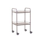 Stainless steel pedestal table - 2 trays - 90 x 55 x 80 cm - Removable galleries