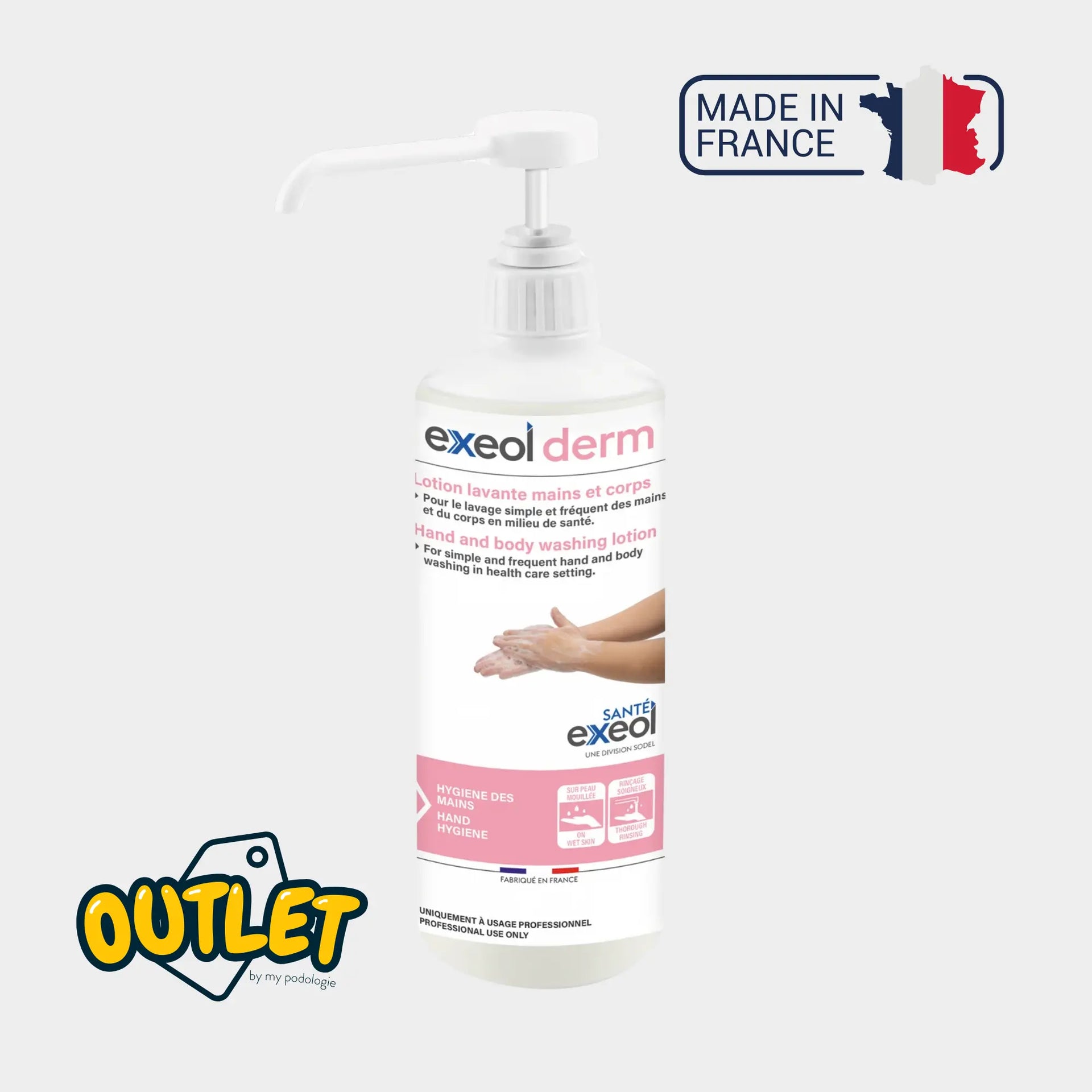 Lotion lavante mains et corps - Exeol derm - Sodel // Date courte Exeol 