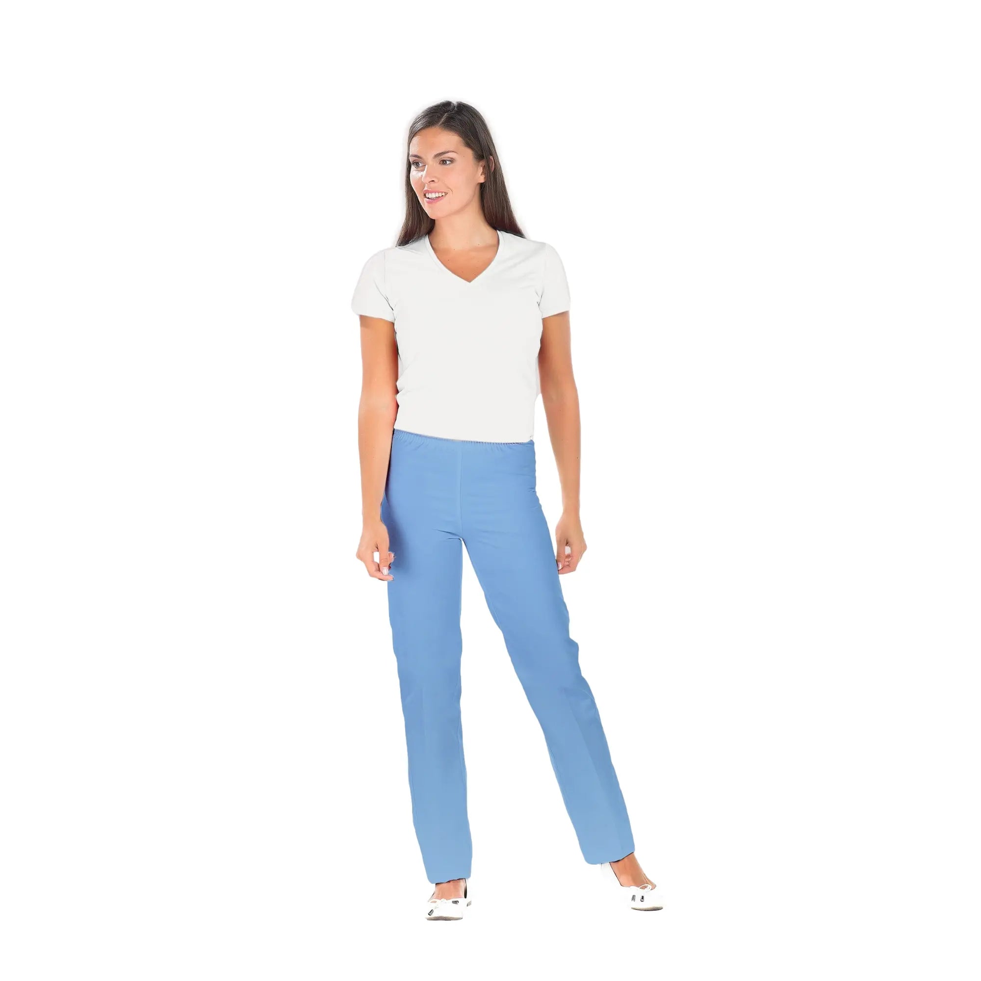 Manu - Pantalon PC Bleu Azur - Mixte - Ceinture élastique - Sans poche My Blouse 