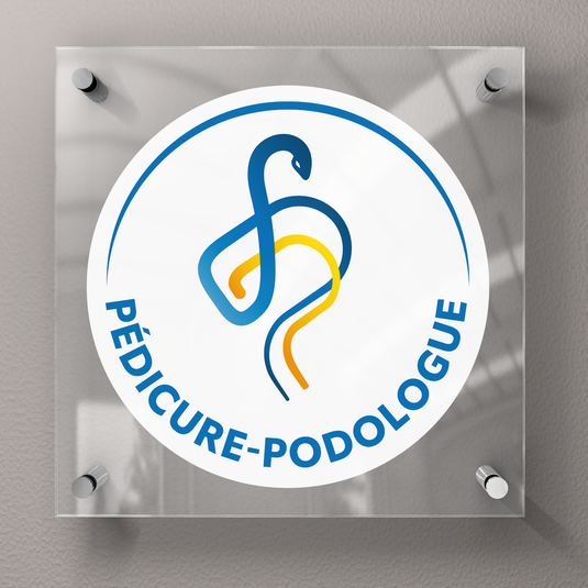 Targa pedicure-podologo con logo ufficiale - Plexiglas 45x45cm - Senza distanziali My Podologie 