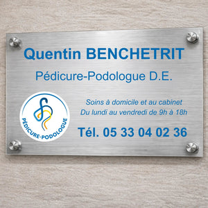 Plaque professionnelle Pédicure-Podologue personnalisable - Sans fixations My Podologie 