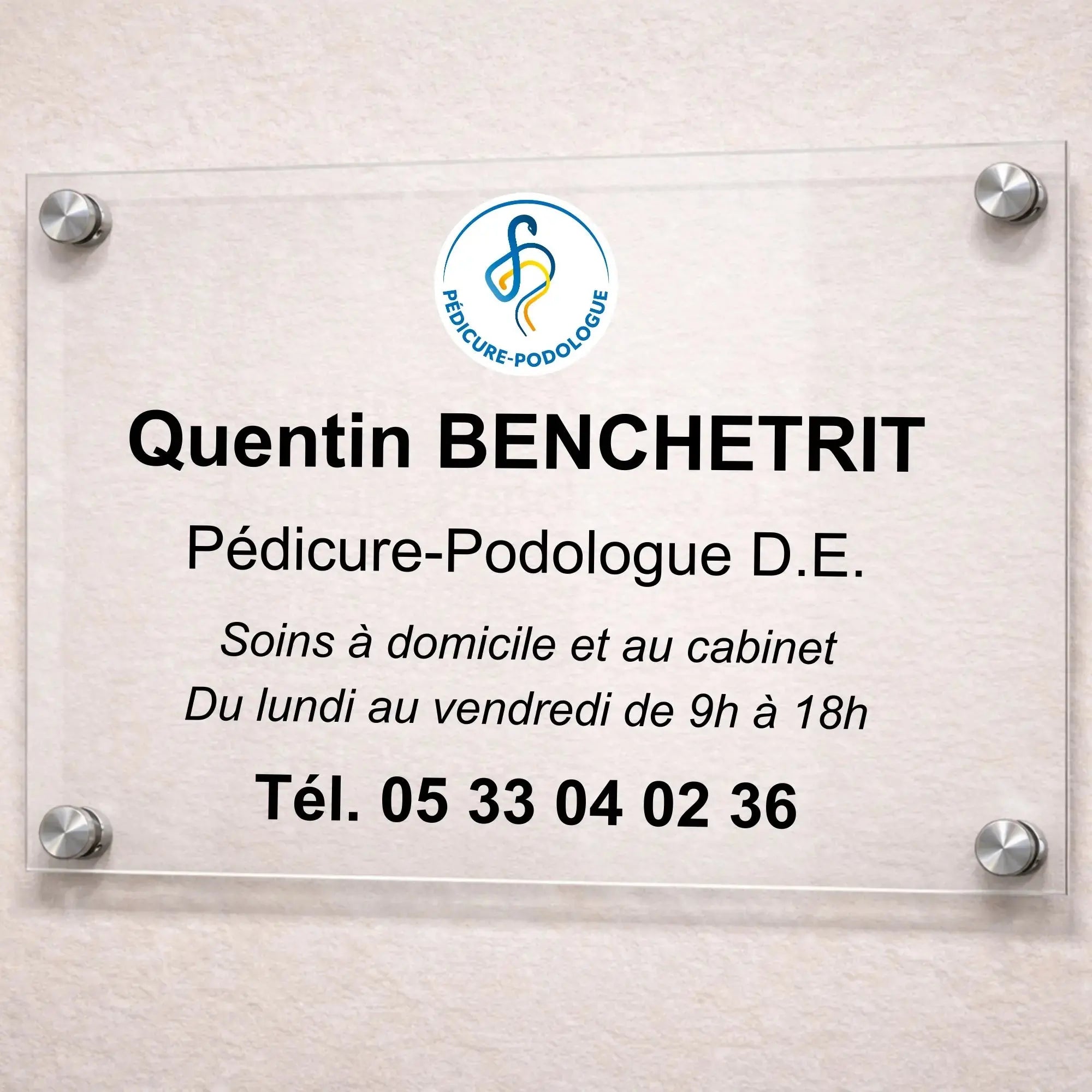 Plaque professionnelle Pédicure-Podologue personnalisable My Podologie 